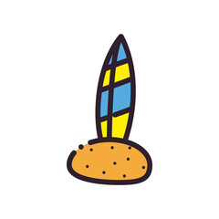 Summer surfboard fill and line style icon vector design
