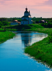 Fototapeta premium Golden domes of orthodox church background
