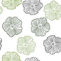 Dark Green vector seamless abstract design with flowers. Colorful illustration in doodle style with flowers. Design for textile, fabric, wallpapers.