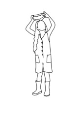 Drawings line, young boy modeling poses