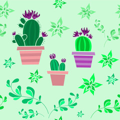 simple batanic pattern for decoration with cacti and succulents