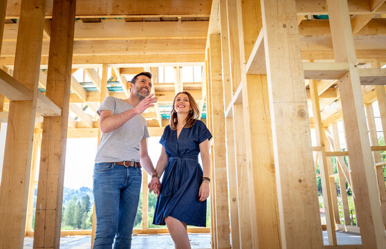 Couple make their dreams of building their own home come true visiting house under construction