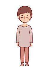 boy cartoon with brown hair design, Kid childhood little people lifestyle casual person cheerful and cute theme Vector illustration