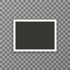 Old horizontal photo frame with shadow on transparent background. Vector illustration. EPS 10