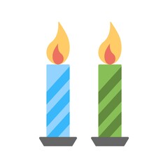 Two colorful candles icon in flat design style.