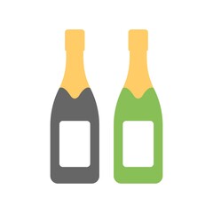 Champagne bottles icon in flat design style. Celebration sign.