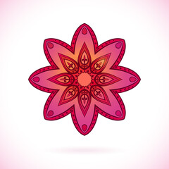 Flower, Central asian ornament, Isolated design element, Vector illustration