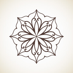 Round flower pattern, Circular ornament design element, Vector