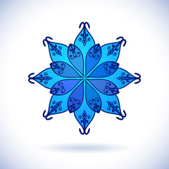 Flower, Oriental ornament, Isolated design element, Vector illustration