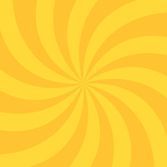 Pop art comic yellow hypnotic background. Sunburst Pattern. Spiral effect. Summer backdrop. Vintage vector halftone illustration.