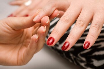 Manicure with red nails