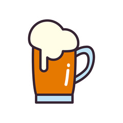 Beer glass line and fill style icon vector design