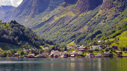 Fototapeta premium It's Houses on the Sognefjord, Norway