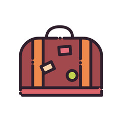 Isolated travel bag fill and line style icon vector design