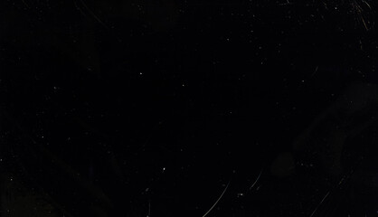 Grunge overlay. Damaged screen texture. Fractured black display with white dust scratches.