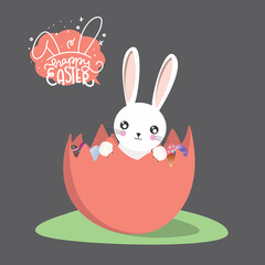 Happy Easter. Easter Bunny. Cute Easter vector illustration.