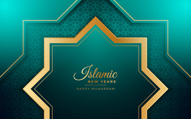 abstract background for the celebration of the Islamic new year with ornament ornaments and gold details