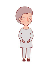 boy cartoon with brown hair design, Kid childhood little people lifestyle casual person cheerful and cute theme Vector illustration