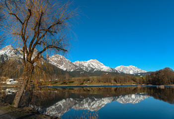 Fototapeta premium montains in the Austrian Alps near Saalfelden in Salzburger Land in the county of Zell am See.