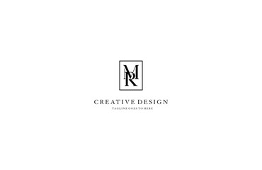 MR Letter Inside Square Shape Design Logo