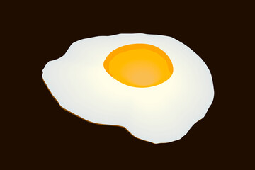 fried eggs from one egg on a black background