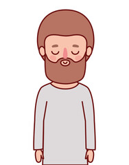 Avatar man cartoon with beard and brown hair design, Boy male person people human social media and portrait theme Vector illustration