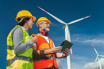 Windmill engineers inspection and progress check wind turbine © Mediteraneo