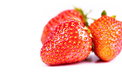 strawberries berry on white background, closeup