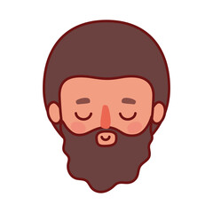 head man cartoon with beard and brown hair design, Boy male person people human social media and portrait theme Vector illustration