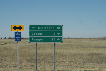 Wegweiser Route 66 Pampa 28 km
