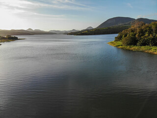 aerial viw of the blue lake in Brazil