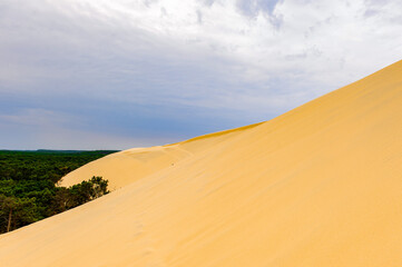 Fototapeta na wymiar Beautiful view of the Dune of Pilat (Grande Dune du Pilat), the tallest sand dune in Europe.