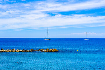 Obraz premium It's Beach of Antibes, Cote d'Azur, France. Antibes was founded as a 5th-century BC Greek colony and was called Antipolis