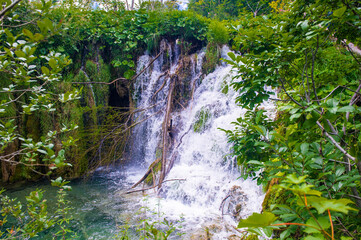 Fototapeta premium It's Plitvice Lakes National Park, the largest national park in Croatia, UNESCO World Heritage