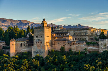 sunset on the alhambra granada spain