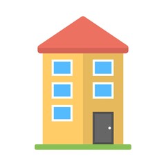 Family planned residential building icon in flat design style.