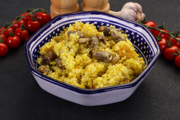 Rice with Chicken hearts