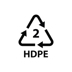 Plastic recycling symbol HDPE 2 , Plastic code    , vector illustration High-density polyethylene