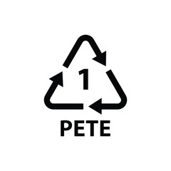 Plastic recycling symbol PETE 1 , Plastic code    , vector illustration