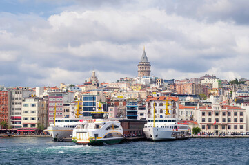 Berth tourist boat on the Bosphorus, Istanbul.