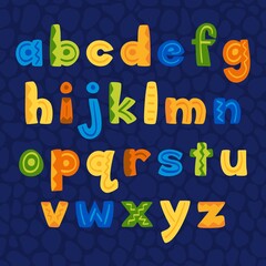 Cartoon vector Alphabet . Small Letter. Font. Vector illustration.