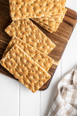 Knackebrot. Wholegrain crispbread with sesame seeds