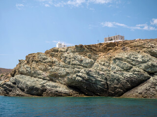 Fototapeta na wymiar Beautiful rocky beach of Folegandros island