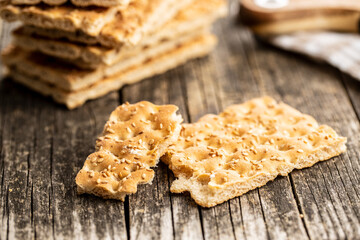 Knackebrot. Wholegrain crispbread with sesame seeds