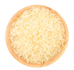 Rice isolated on white background, top view.