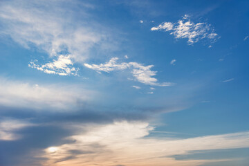 Amazing cloudscape on the sky at sunset time.