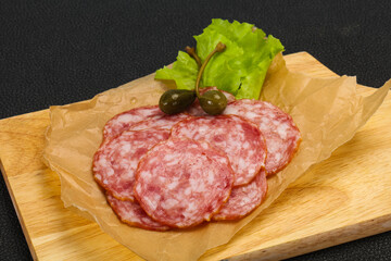 Spanish Salchichon sausage with salad