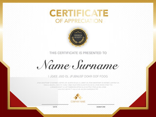 Fototapeta premium diploma certificate template red and gold color with luxury and modern style vector image.
