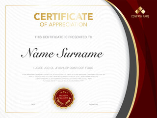 diploma certificate template red and gold color with luxury and modern style vector image.