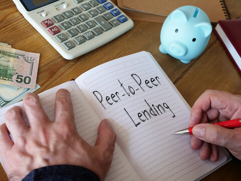 Peer-to-Peer P2P Lending is shown on the conceptual business photo